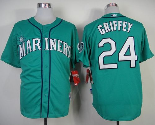 Mariners #24 Ken Griffey Green Alternate Cool Base Stitched MLB Jersey - Click Image to Close